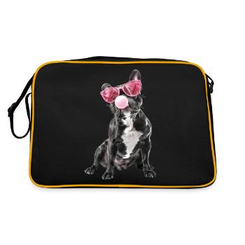 Boston Terrier - Retro Tasche - Schwarz/Gold - Hinten