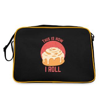 Zimt Cinammon Roll Design I Lustige Kekse - Retro Tasche - Schwarz/Gold - Hinten