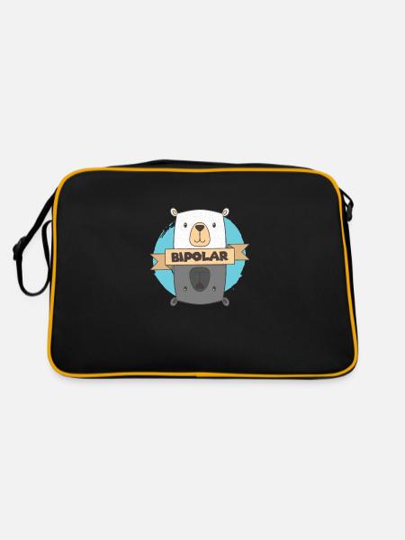 BiPolar Bear I Niedliche psychische Störung Design - Retro Tasche - Schwarz/Gold - Hinten