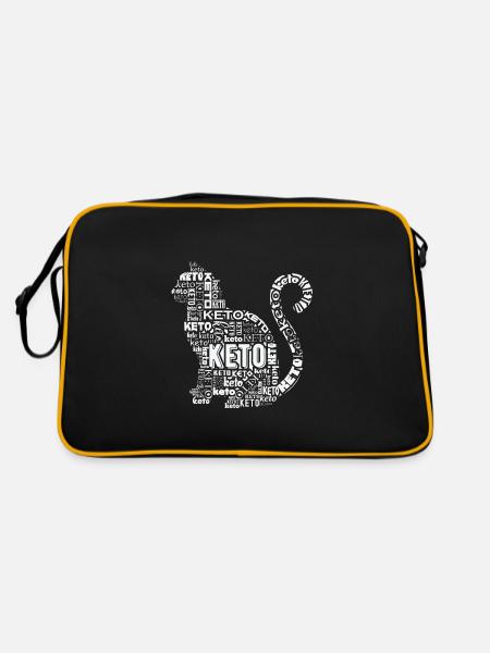 Keto Ketogenic Diet design Funny Cat | Hommes Femme - Sac Retro - noir/or - Dos