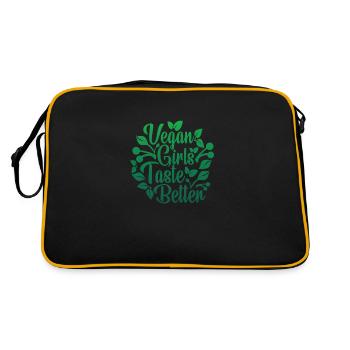 You Taste Better Gift I Funny Vegan Leaves Grafik - Retro Tasche - Schwarz/Gold - Hinten