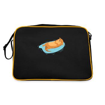 Otter Pool Party Float Sommer I Lustiger Druck Geschenk - Retro Tasche - Schwarz/Gold - Hinten