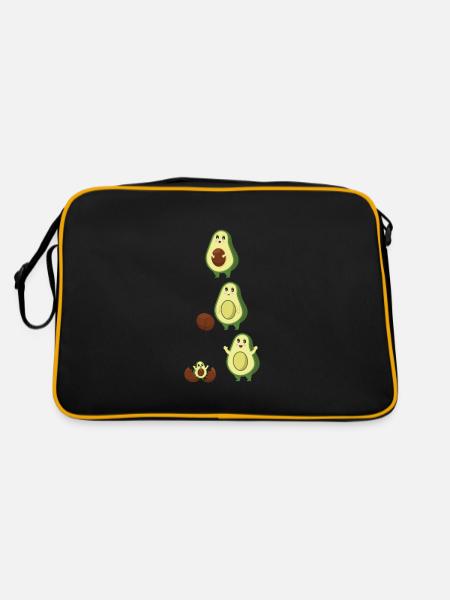 Mamacado Schwangere Mutter Geschenk Süße Avocado Baby - Retro Tasche - Schwarz/Gold - Hinten