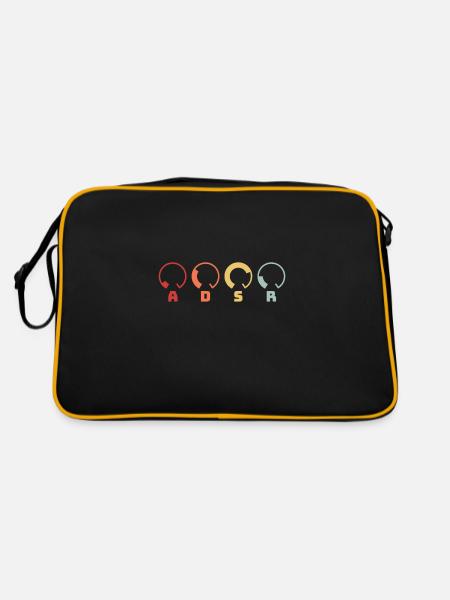 ADSR Synth Synthesizer Retro DJ Musik Geschenk Design - Retro Tasche - Schwarz/Gold - Hinten