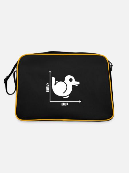 Rabbit Duck Graph Math Pun Schüler Lehrer Ostern - Retro Tasche - Schwarz/Gold - Hinten