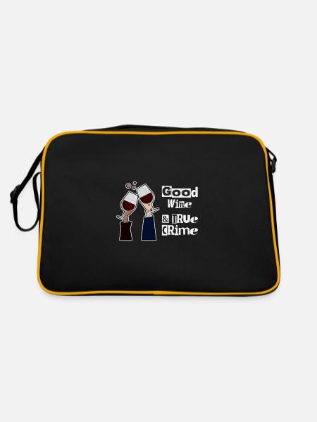 Bon vin &True Crime Drôle de vin Amateur Cadeau - Sac Retro - noir/or - Dos