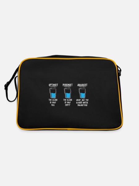 Optimist Pessimist Aquarist Aquarium Engineer - Retro Tasche - Schwarz/Gold - Hinten