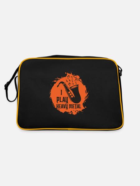 Saxophone Heavy Metal Band Musician Music Saxo - Retro Bag - black/gold - Back