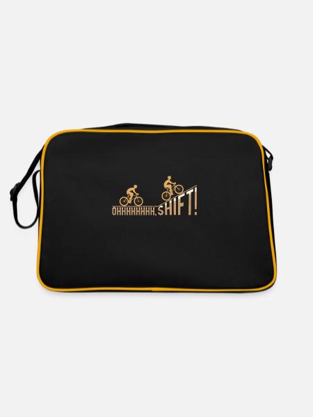 oh Shift Vélo Cyclisme Humour Design cadeau - Sac Retro - noir/or - Dos
