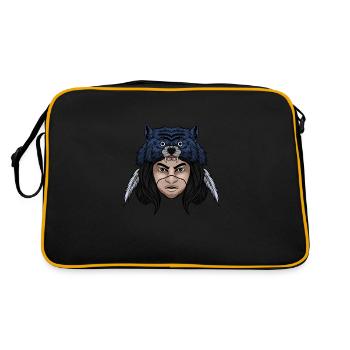 Wolf - Retro Tasche - Schwarz/Gold - Hinten