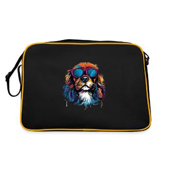 Cavalier King Charles Spaniel Hund Hunderasse - Retro Tasche - Schwarz/Gold - Hinten