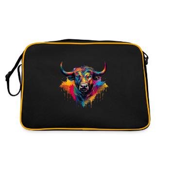 Bulle und Stier Kunstliebhaber Stierkampf für - Retro Tasche - Schwarz/Gold - Hinten
