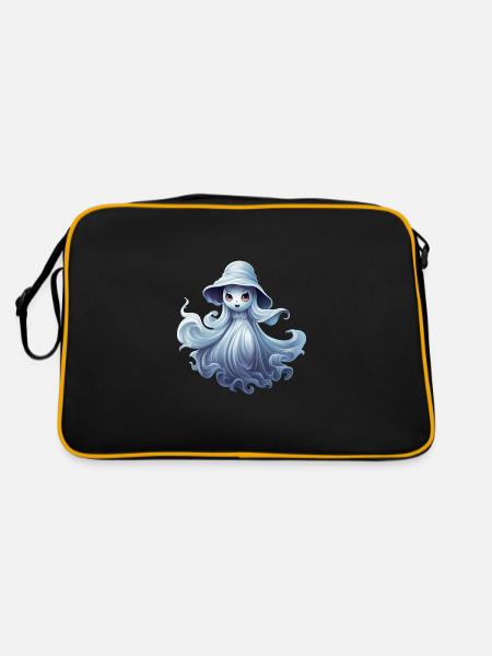 Niedlicher Freundlicher Geist für Kinder für - Retro Tasche - Schwarz/Gold - Hinten