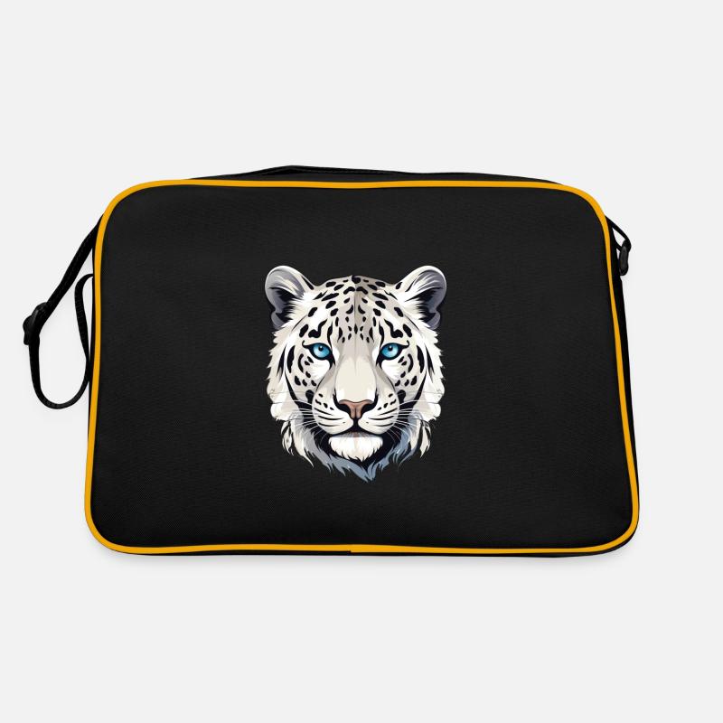 Schneeleopard Leopard Raubkatze - Retro Tasche - Schwarz/Gold