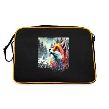 Renard aquarelle, Fox, fond hiver - Sac Retro - noir/or - Dos