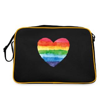 pride colorful rainbow csd gay love heart marriage love love - Retro Bag - black/gold - Back