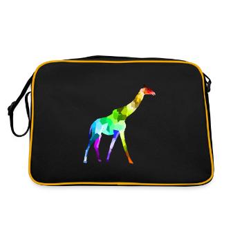 Bunte Regenbogen Giraffe Tiere Polygon - Retro Tasche - Schwarz/Gold - Hinten