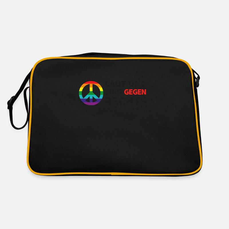 Laut und bunt gegen rechts - Retro Tasche - Schwarz/Gold