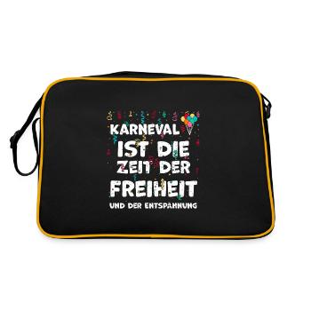 Karneval ist die Zeit der Freihe... - Retro Tasche - Schwarz/Gold - Hinten