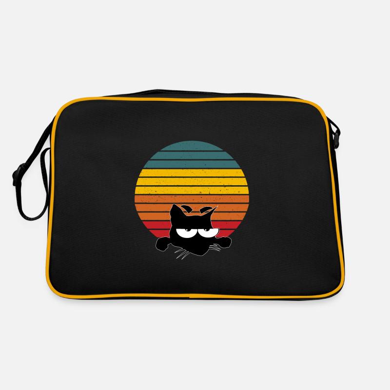 VINTAGE CAT RETRO KATZE - Retro Tasche - Schwarz/Gold