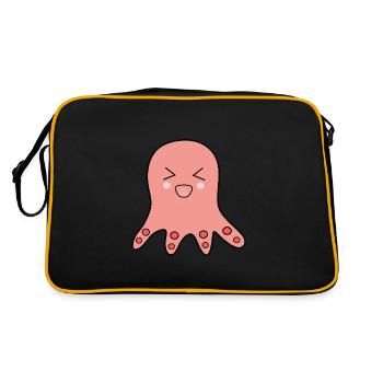 Oktopus Meerestiere - Retro Tasche - Schwarz/Gold - Hinten