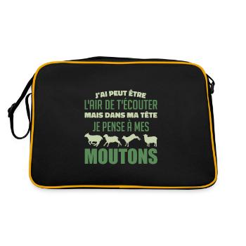 I think of my sheep - Retro Bag - black/gold - Back