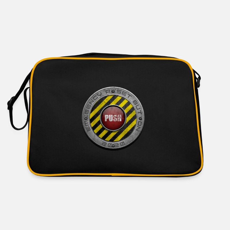 Roter Knopf - Retro Tasche - Schwarz/Gold
