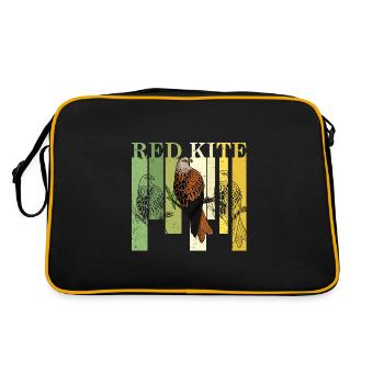 Vogelmotiv Rotmilan Beobachten Wald Hobby - Retro Tasche - Schwarz/Gold - Hinten
