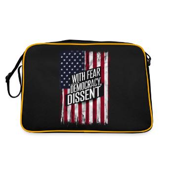 Mit Angst um unsere Demokratie Dissens Lustig - Retro Tasche - Schwarz/Gold - Hinten