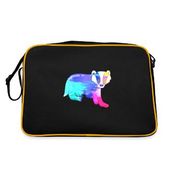 Dachs Farbenfroh - Retro Tasche - Schwarz/Gold - Hinten