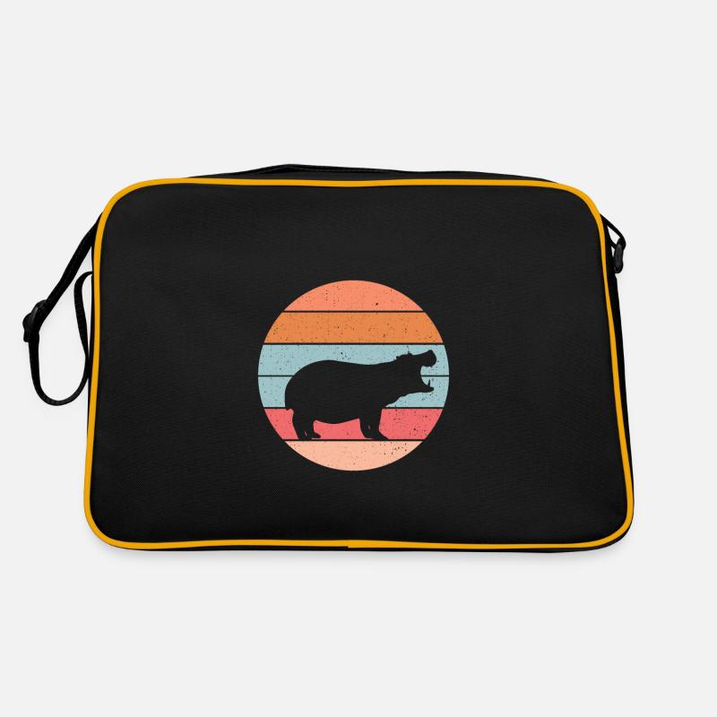 Nilpferd - Retro Tasche - Schwarz/Gold