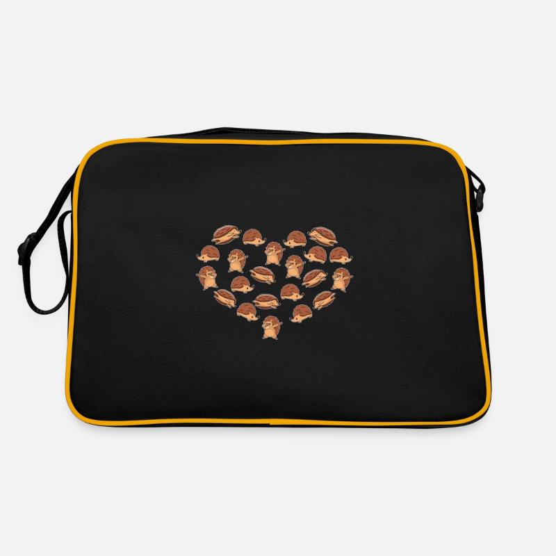 Igel Herz - Retro Tasche - Schwarz/Gold