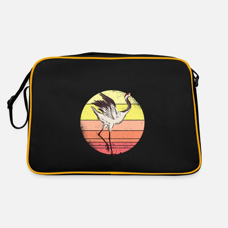 Kranich - Retro Tasche - Schwarz/Gold