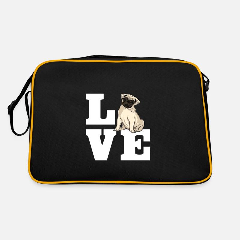 Mops Hund Liebe Retro Tasche