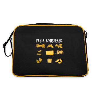 Pasta Flüsterer Geschenk - Retro Tasche - Schwarz/Gold - Hinten