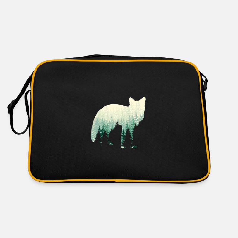 Fuchs Im Nebel - Retro Tasche - Schwarz/Gold