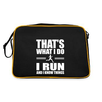 Lauf Läufer Laufen - Retro Tasche - Schwarz/Gold - Hinten
