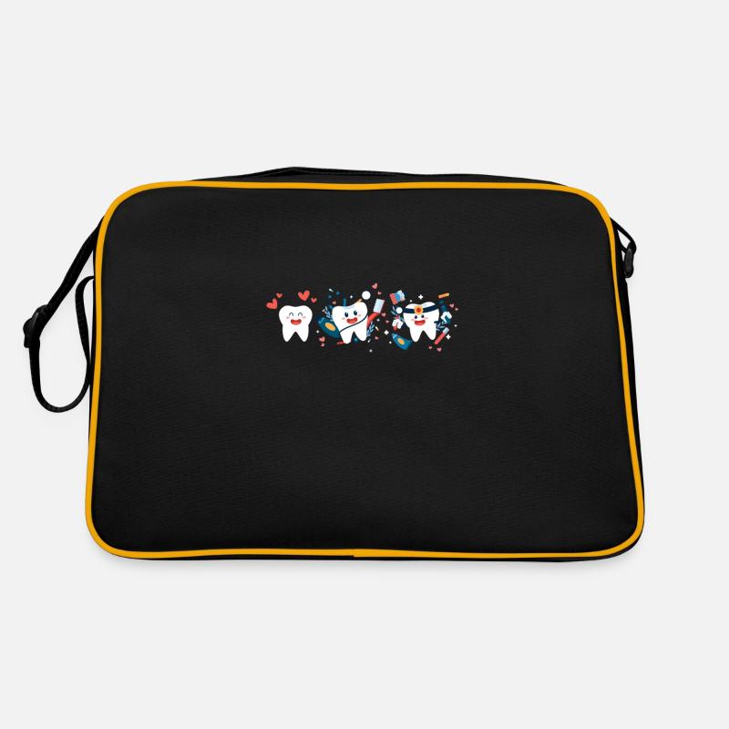Zähne - Retro Tasche - Schwarz/Gold