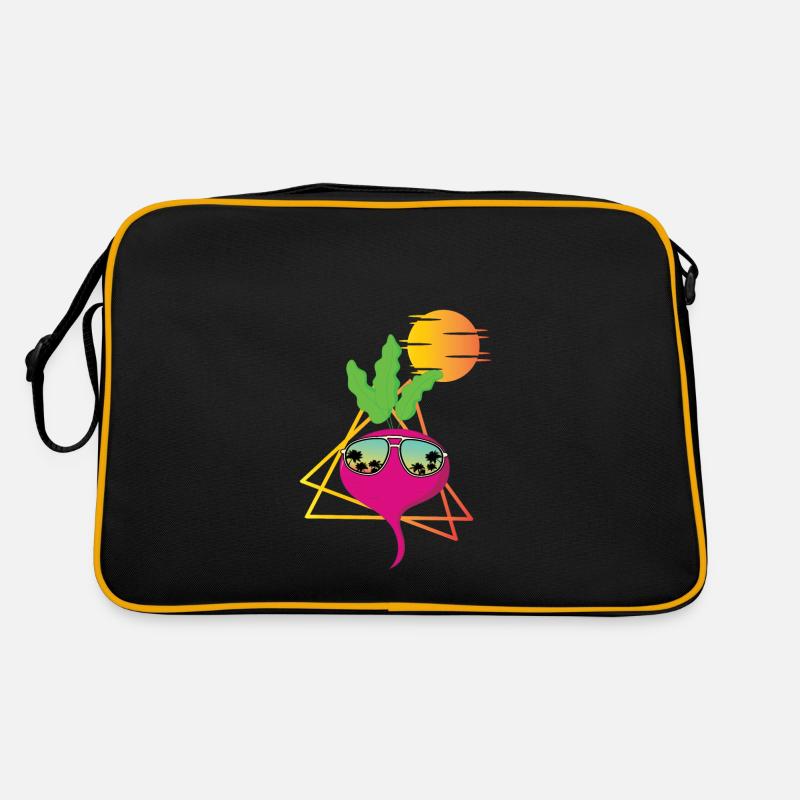 Retro Radieschen - Retro Tasche - Schwarz/Gold
