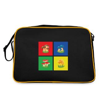 Pilze - Retro Tasche - Schwarz/Gold - Hinten