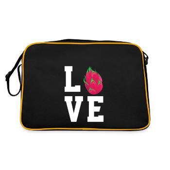 Drachenfrucht Pitaya - Retro Tasche - Schwarz/Gold - Hinten