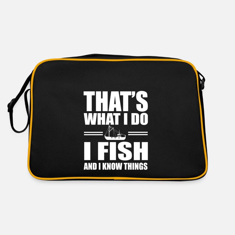 Fischkutter Fischen - Retro Tasche - Schwarz/Gold