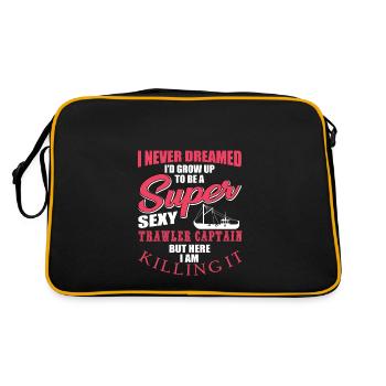 Fishing Cutter Captain Saying - Retro Bag - black/gold - Back