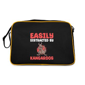 Leicht Von Kängurus Abgelenkt - Retro Tasche - Schwarz/Gold - Hinten