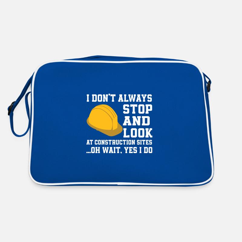 Funny construction worker shirt Retro Bag
