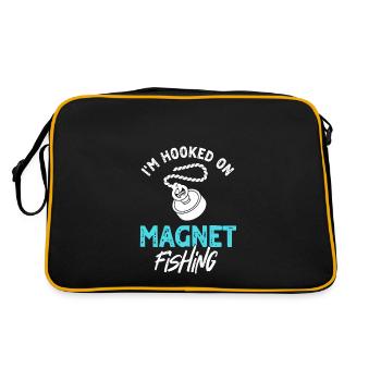 Ich Bin Süchtig Nach Magnetfischen - Retro Tasche - Schwarz/Gold - Hinten
