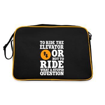 Funny Elevator Humor - Retro Bag - black/gold - Back