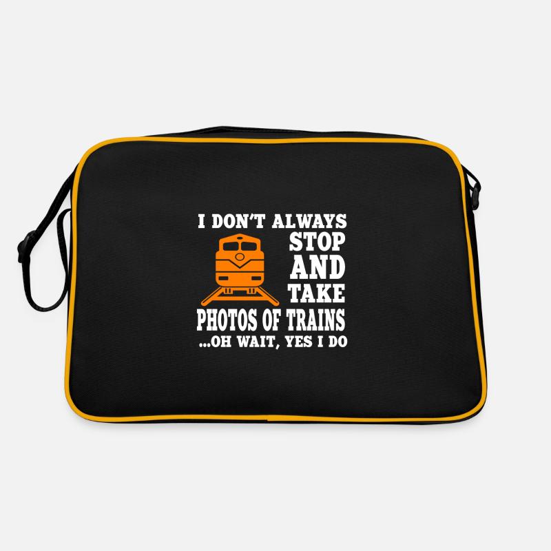 Lustiger Eisenbahnfotograf Spruch - Retro Tasche - Schwarz/Gold