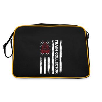 USA Fahne Zug Sammler Outfit Amerika - Retro Tasche - Schwarz/Gold - Hinten