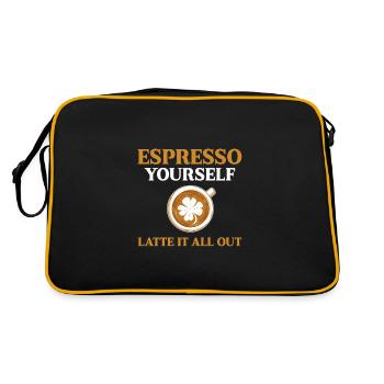 Jeu de mots Funny Coffee Latte Espresso - Sac Retro - noir/or - Dos